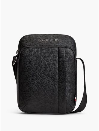 Tommy Hilfiger Mens Pebbled Mini Reporter Bag - Black