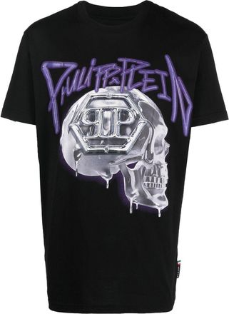 Philipp Plein skull-print short-sleeve T-shirt - men - Cotton - XXXL - Black