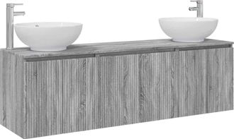 vidaXL Juego De Muebles De Ba&ntilde;o 3 Uds. Sonoma Gris 49,5 X 44,5 X 65 Cm Vidaxl