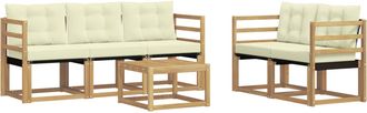 vidaXL Conjunto De Sof&aacute;s De Exterior 6 Uds. Blanco Y Crema Vidaxl