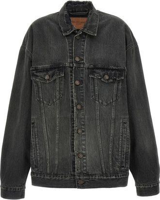 Balenciaga Jassen, Dames, Grijs, S, Denim, Denim Jas Met Gebruikt Effect