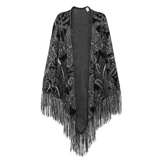 Philipp Plein Jassen, Dames, Zwart, S, Wol, Knit Cape Paisley