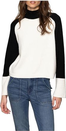 Sanctuary Downtown Mock Neck Sweater Womens Sweater Black/ Chalk : SM (US 4-6), Nylon/Polyester