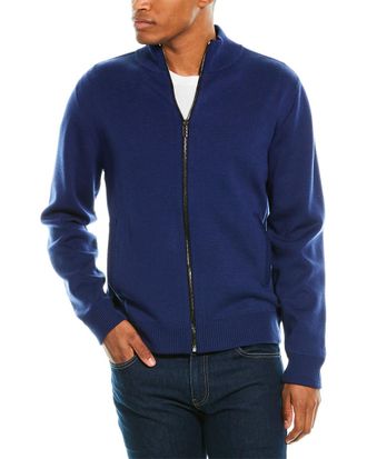 Versace Leather-Trim Wool Mock Neck Sweater