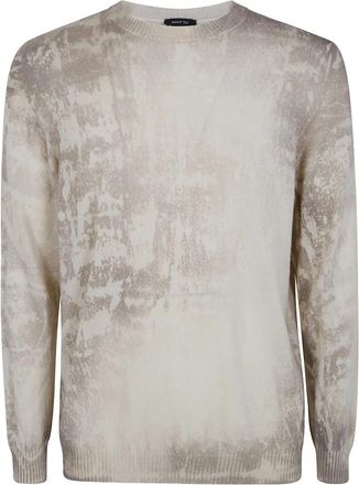 Avant Toi Shelley Marble Effect Lichtgewicht Kasjmier Reversible Ronde Hals Pullover - Heren - Cashmere truien - Veelkleurig - M - Kasjmier - Truien & Vesten