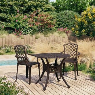 Berkfield Home 3 Piece Bistro Set Cast Aluminium Bronze in Brown