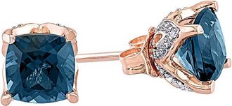 Rina Limor 10K Rose Gold 2.22 Ct. Tw. Diamond & London Blue Topaz Studs
