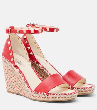 Valentino Garavani Double Rockstud leather espadrille wedges