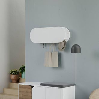 Dmora Perchero Terry, 6 Ganchos, Montaje En Pared, Estructura Color Brillante, 29h Cm Blanco Brillante