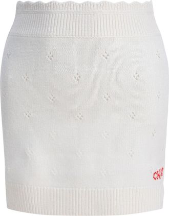 Chloé Openwork Wool And Cashmere Miniskirt Gonne Bianco-Donna