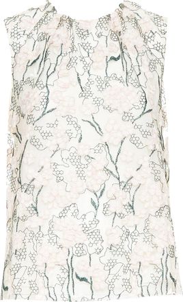 Giambattista Valli pink metallic green floral embroidered treillage top IT40 XS