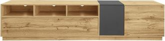 Urban Meuble Mueble de tv de dise&ntilde;o asim&eacute;trico con efecto madera y 3 puertas