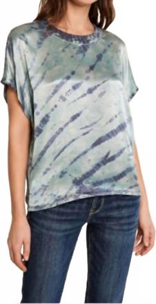 Michael Stars Flow Satin Tie Dye Tee In Lt Blue Combo