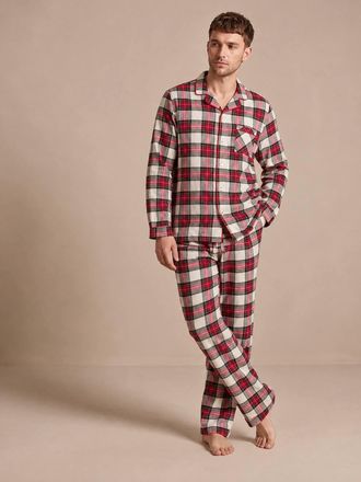 Vertbaudet Herrenpyjama aus Flanell Family Capsule rot