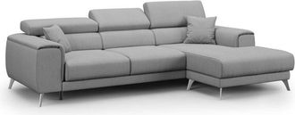 Divani.Store Divani.store - Fusion Sof&aacute; Esquinero Con Asientos Desmontables En Tela Suave Antimanchas 260 Cm Izquierdo Gris