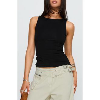 Princess Polly Lose Your Number Jersey Tank in Black at Nordstrom, Size 12