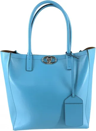Valentino Garavani Blue Leather Tote Bag (Pre-Owned)
