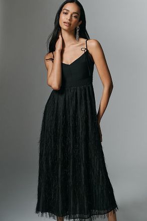 En Saison Roza A-Line Fringe Midi Dress