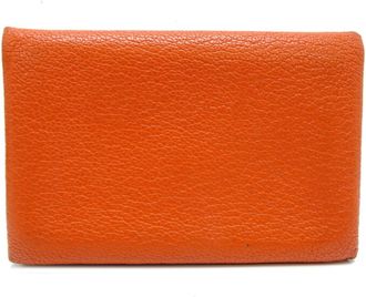 Hermès Orange Chevre Leather Coin Purse/Coin Case (Pre-Owned)