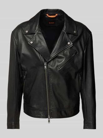 Boss Orange by Hugo Boss BOSS Orange Lederjacke mit Reverskragen Modell Jolush in Black, Gr&ouml;&szlig;e 54