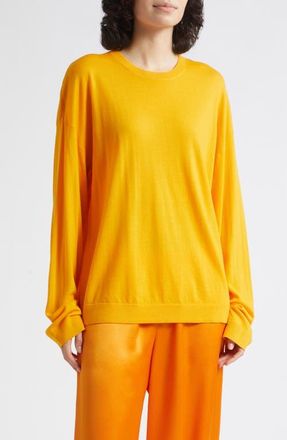 Leset James Oversized Merino Wool Sweater in Marigold at Nordstrom, Size X-Large