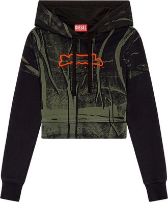 Diesel F-Slimmy-Hood cropped cotton hoodie - women - Cotton - S - Green