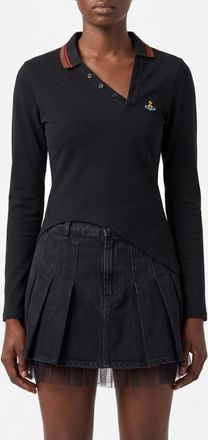 Vivienne Westwood Asymmetrical Long-Sleeved Cotton Polo with Orb Logo