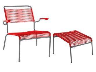 Schubiger M&ouml;bel Spaghetti-Lounger + Hocker S&auml;ntis mit Armlehnen