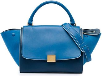 Celine Pre-owned Celine Small Bicolor Calfskin and Nubuck Trapeze Satchel Ladies FXDDCCKUSV95TFIV