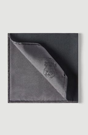 Brunello Cucinelli Silk pocket square with printed logo in Anthracite at Nordstrom