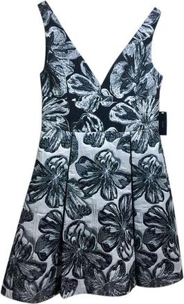 Vera Wang Black & White Metallic Brocade Mini Dress Size L