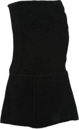 Isabel Benenato Isabel Benenato, Accessoires, Heren, Zwart, ONE Size, Wol, Zwarte Merinowol Geribbelde Rand Hoed