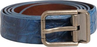 Dolce & Gabbana Leren Riem - Heren - Riemen - Blauw - ONE Size - Leer - Accessoires
