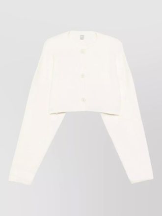 Toteme wool cropped cardigan round neck long sleeves