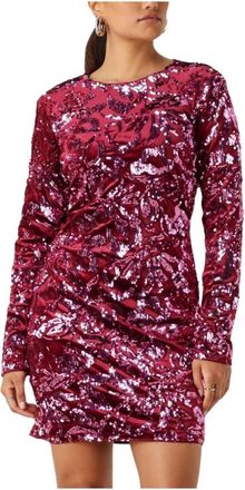 Y.A.S Rococo SL Sequin Dress - Dames - Feestkleedjes - Rood - XS - Polyester - Kleedjes