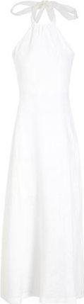 8 by YOOX LINEN HALTER LONG DRESS