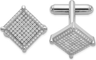 Diamond2Deal Sterling Silver Rhodium-plated Cubic Zirconia Cufflinks