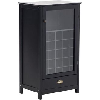 Beliani Beliani - Aparador Frente De Vidrio Con Estantes Y Botellero Almacenaje De Estilo Tradicional Elegante Negro Ceres