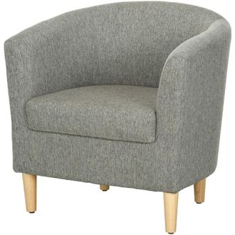 HOMCOM Poltroncina da Camera a Pozzetto in Tessuto con Gambe in Legno Grigio - Homcom