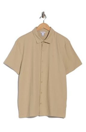 Calvin Klein Seersucker Button Front Polo in White Pepper at Nordstrom Rack, Size Xx-Large