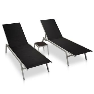 Berkfield Home Sun Loungers 2 pcs with Table Steel & Textilene Black