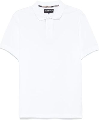 Barbour Polo in piqué con motivo tartan - Bianco