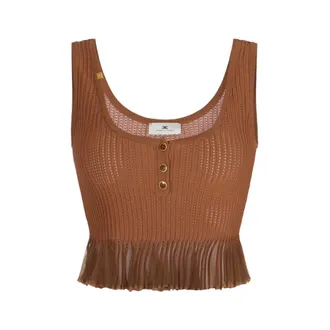 Elisabetta Franchi Sleeveless Tops, female, Brown, Size: L Sleeveless Top
