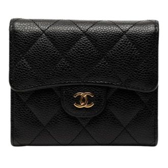 Chanel Pre-owned Wallets, female, Black, Size: ONE SIZE Pre-owned Vintage Quilted Caviar Wallet