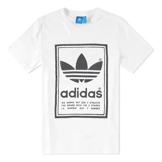 adidas originals Double Sided Printing Large Logo Casual Short Sleeve White BS3136