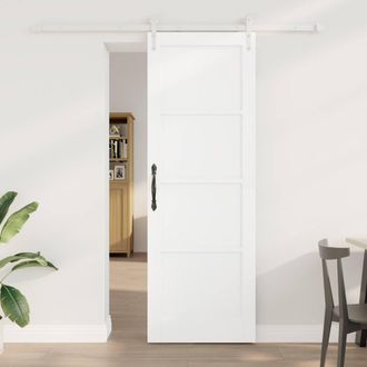Berkfield Home Sliding Door with Hardware Set White 73.5x211 cm Solid Wood Pine