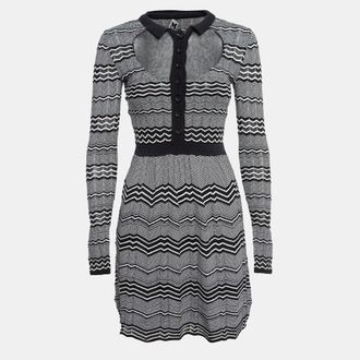M Missoni Black/white Patterned Knit Mini Dress