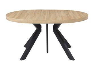 Vente-Unique 6 - 12 Seater Extendable Dining Table In MDF & Steel - Light Natural in Black