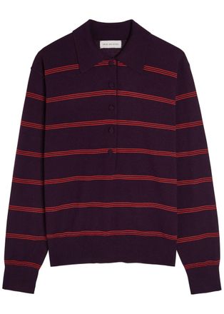 Dries Van Noten Tuno Striped Merino Wool Polo top - Dark Purple - S (UK8-10 / S)