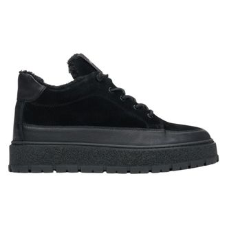 Estro & Luminara Schoenen, Heren, Zwart, 43 EU, Leer, Fur-Lined High-Top Sneakers